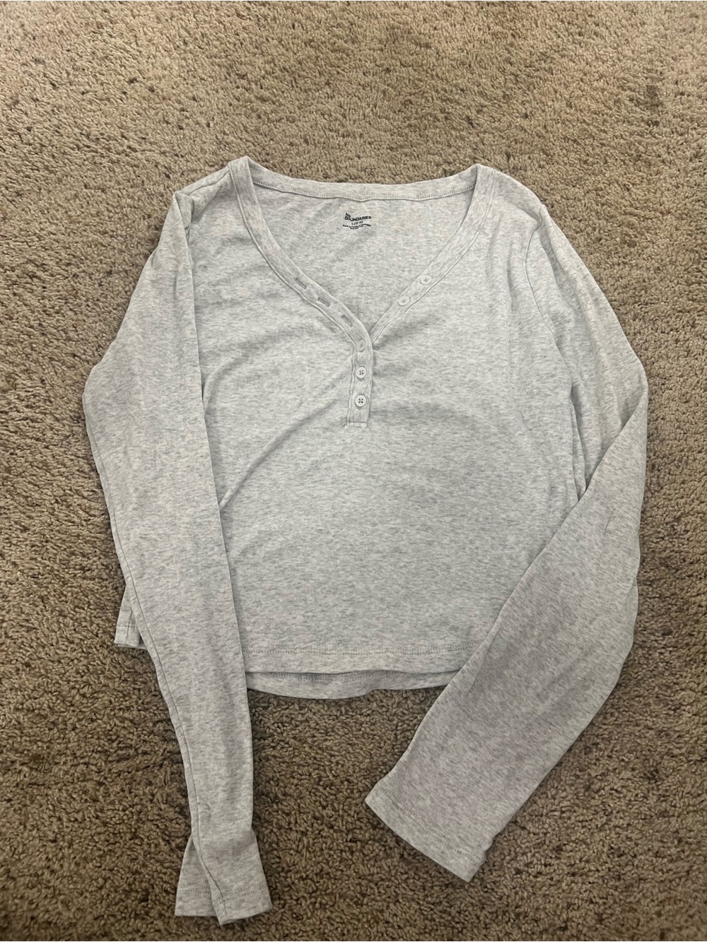 No Boundaries Light Gray Long Sleeve Henley Top